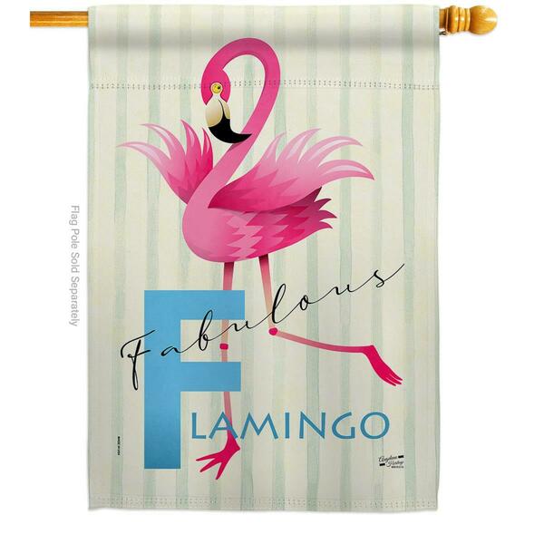 Patio Trasero 28 x 40 in. Fabulous Flamingo Summertime Tropical Vertical House Flag with Double-Sided Banner PA4074984